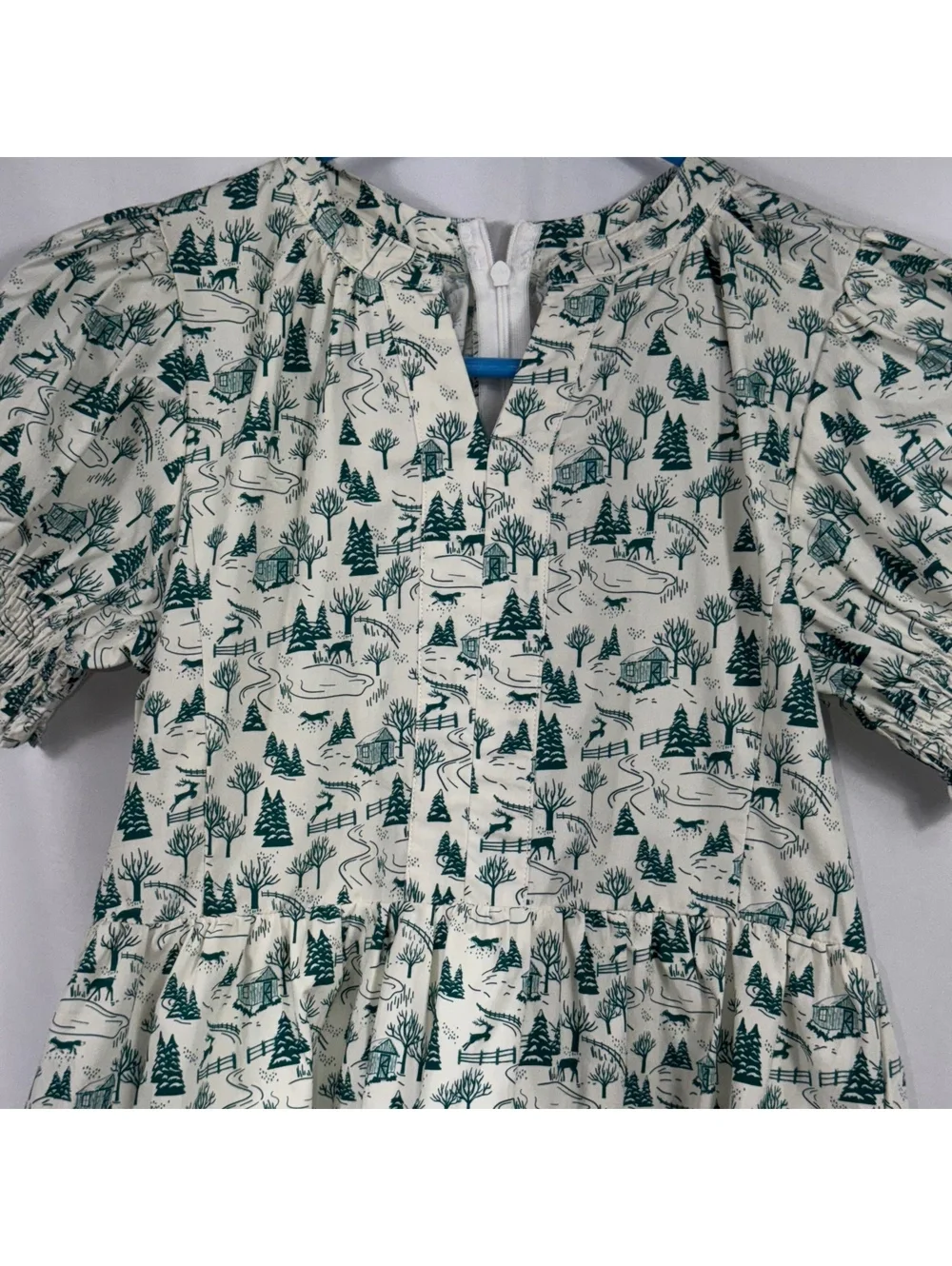 Shop the Mint Girls Size 8/10 Winter Toile Print Tiered Dress Green Ivory